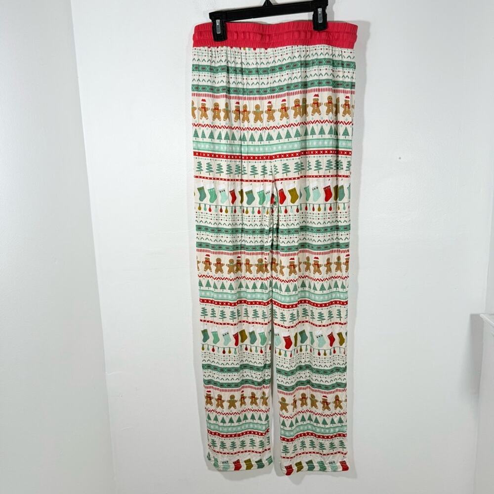 Little Sleepies Gingerbread Fair Isle Wide Leg Bamboo Pajama Pants Medium - Picture 7 of 8